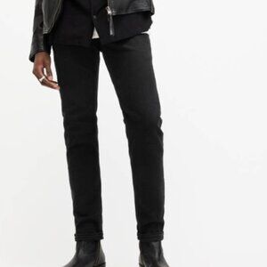 AllSaints Rex Black Jeans Slim Fit Denim Pants Button Fly Mens Size 30